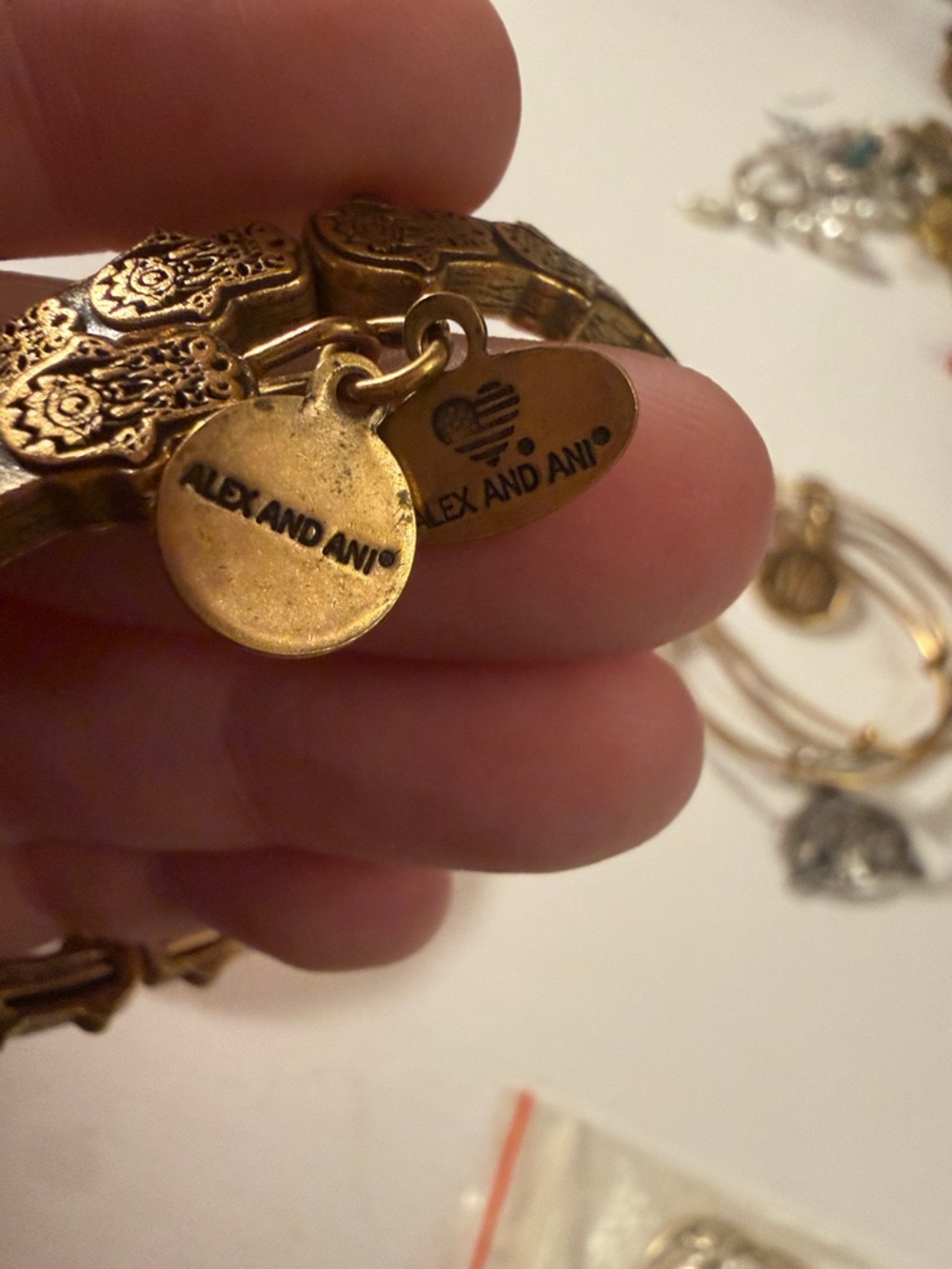 Alex and Ani Gold Hamsa Link Stackable Bangle Bracelet - Picture 3 of 8